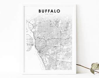 Buffalo Area NY Map Print, New York USA Map Art Poster, Cheektowaga, City Street Map Print, Nursery Room Wall Office Decor, Printable Map