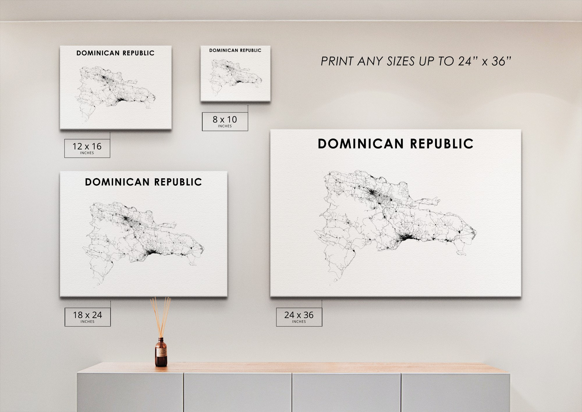 Dominican Republic Map Print Road Map Art Poster Dominicana | Etsy