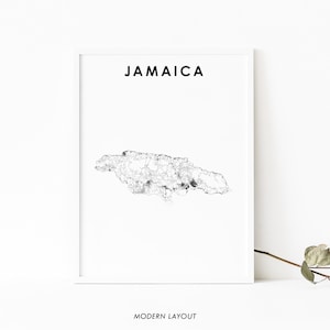 Jamaica kaart afdrukken, land routekaart poster, Kingston Jamaica Caribische kaart kunst, kinderkamer muur kantoor decor, afdrukbare kaart
