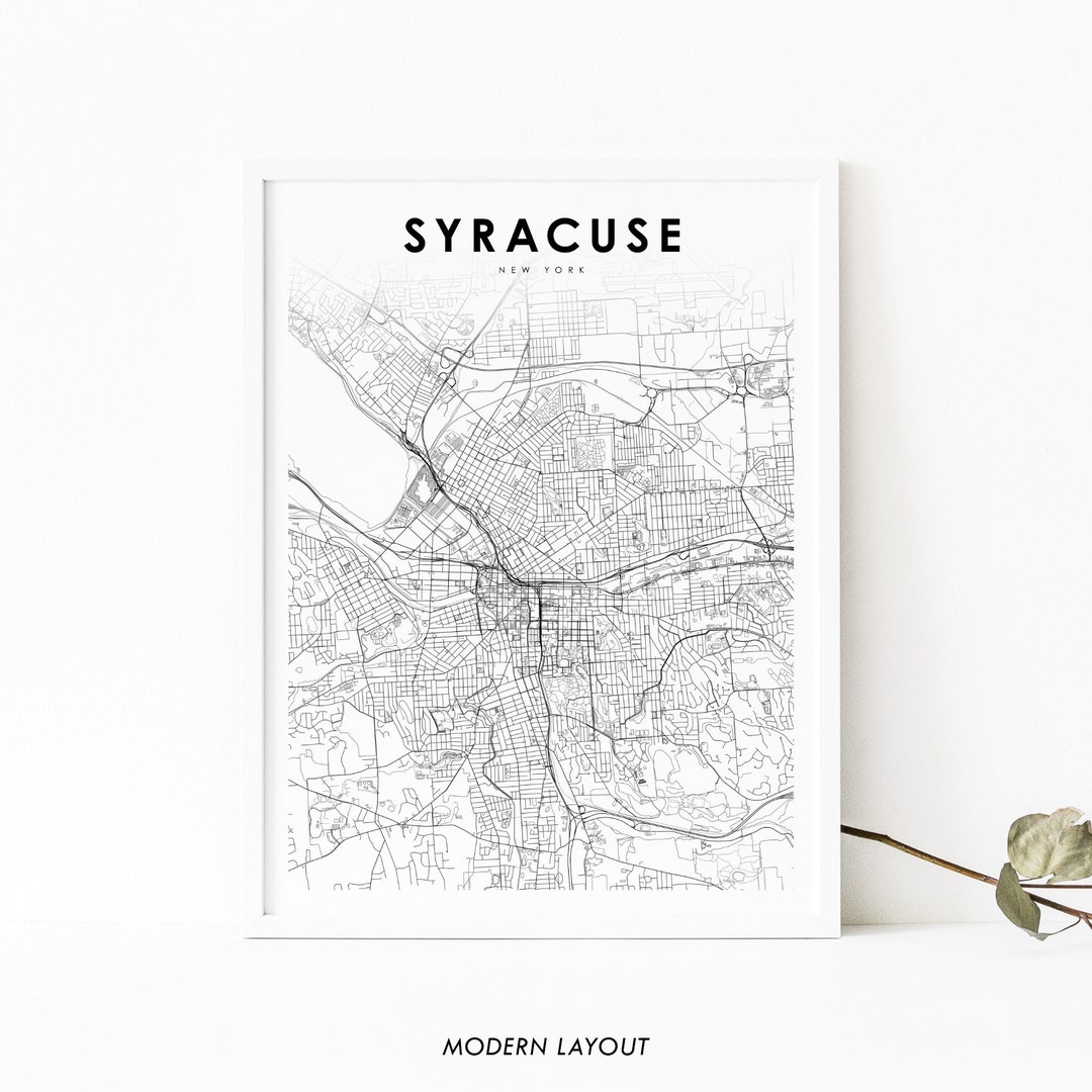 Syracuse NY Map Print, New York USA Map Art Poster, City Street Road ...