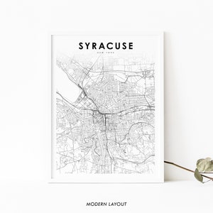 Syracuse NY Map Print, New York USA Map Art Poster, City Street Road Map Print, Nursery Room Wall Office Decor, Printable Map