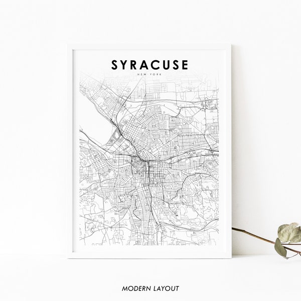 Syracuse NY Map Print, New York USA Map Art Poster, City Street Road Map Print, Nursery Room Wall Office Decor, Printable Map