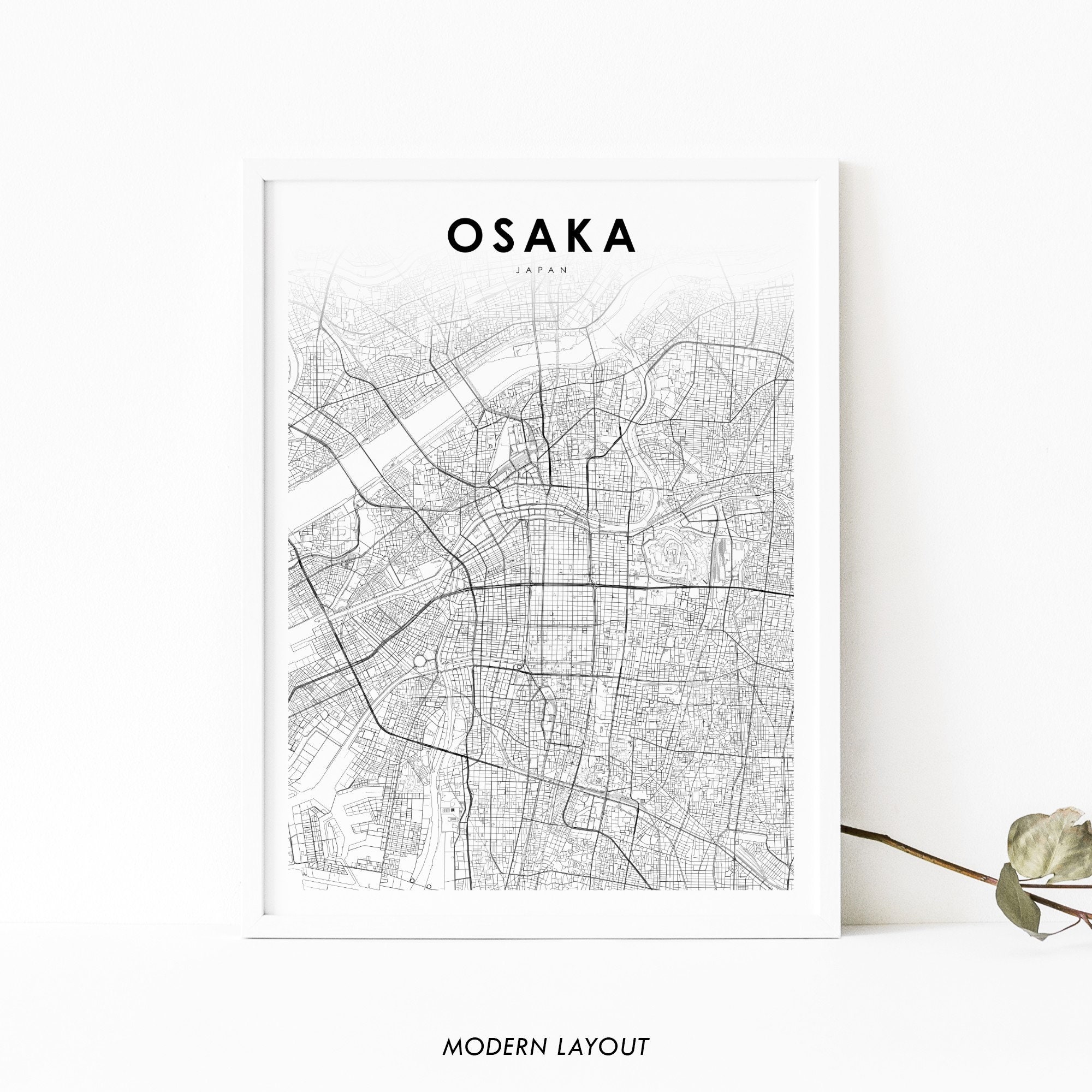 Osaka Japan Map Print, Map Art Poster, 大阪 大阪市 関西 日本 Kansai, City Street Road Map Print, Nursery Room Wall Office Decor, Printable Map