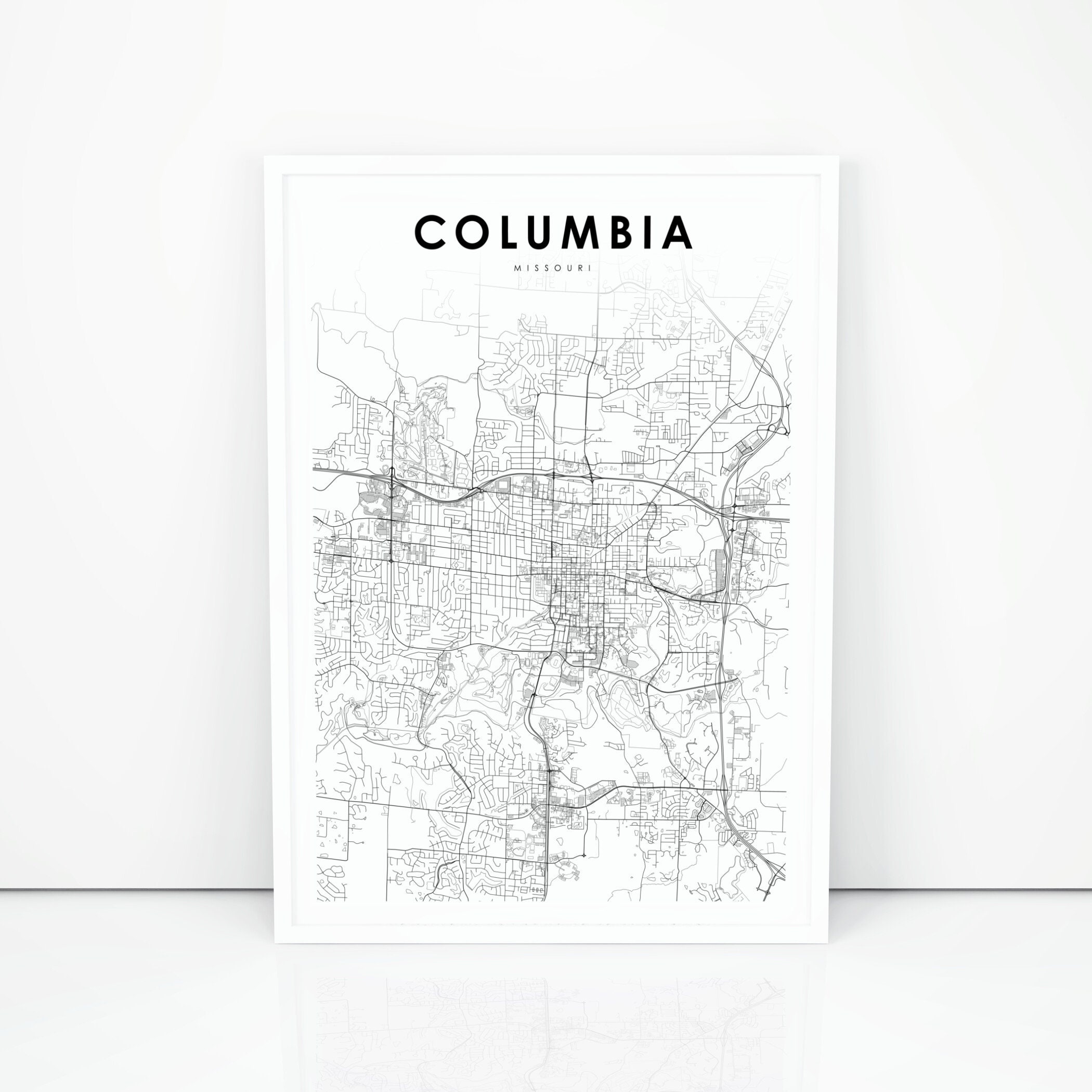 Columbia MO Map Print Missouri USA Map Art Poster Boone | Etsy