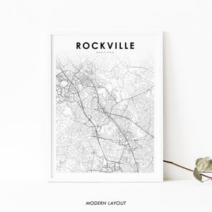 Rockville MD Map Print, Maryland USA Map Art Poster, Montgomery, City Street Road Map Print, Nursery Room Wall Office Decor, Printable Map