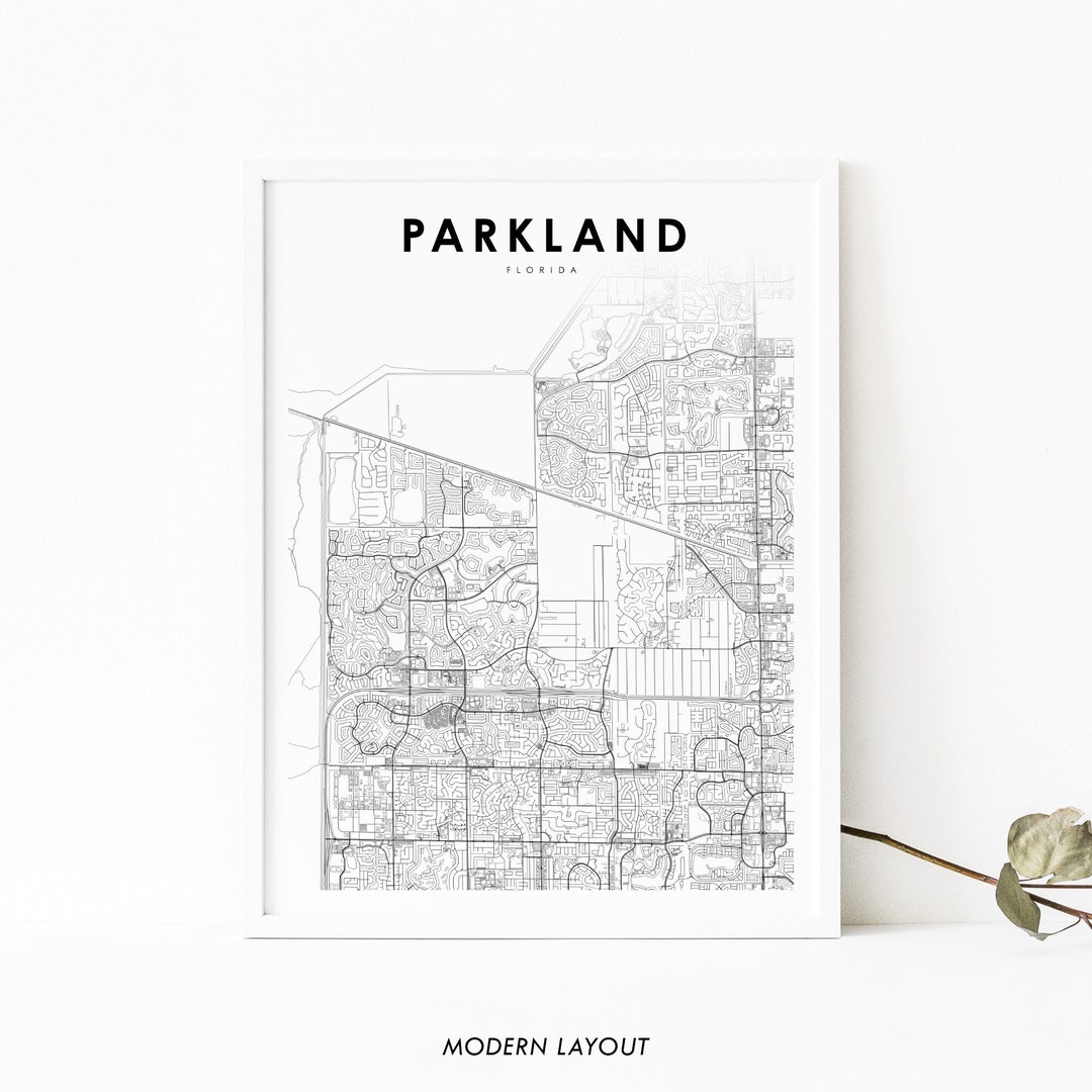Parkland FL Map Print, Florida USA Map Art Poster, Broward County, City ...