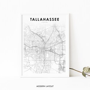 Tallahassee FL kaart afdrukken, Florida USA kaart kunst poster, stad straat routekaart afdrukken, kinderkamer muur kantoor decor, afdrukbare kaart