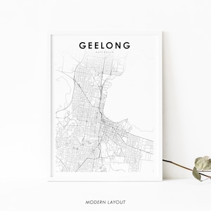 Stampa mappa Geelong VIC, poster artistico mappa Australia, Victoria, stampa mappa stradale strada cittadina, arredamento ufficio parete stanza asilo nido, mappa stampabile