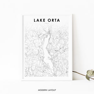 Lake Orta Italy Map Print  Lago d’Orta Italia Map Art Poster Cusio City Street Road Map Print, Nursery Room Wall Office Decor, Printable Map