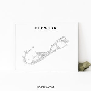 Bermuda kaart afdrukken, land routekaart poster, Hamilton Britse overzeese gebiedsdeel kaart kunst, kinderkamer muur kantoor decor, afdrukbare kaart