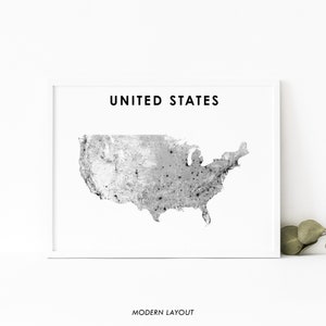 Impressão de mapa do continente dos Estados Unidos, pôster de arte de mapa de estradas rurais, estradas dos EUA, mapa da América do Norte, arte, berçário, decoração de escritório de parede, mapa para impressão