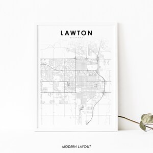 Lawton OK Map Print, Oklahoma USA Karte Art Poster, Comanche County, City Street Road Map Print, Kinderzimmer Wand Büro Dekor, druckbare Karte