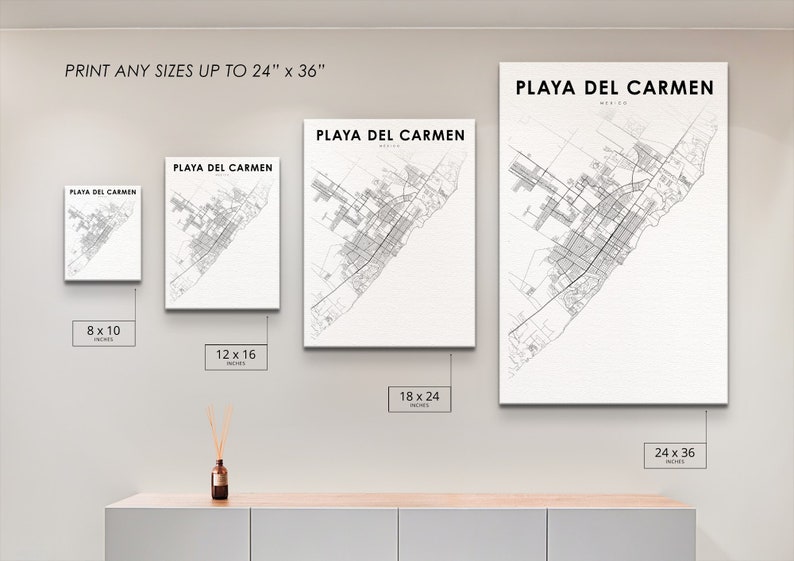 Playa del Carmen Mexico Map Print, Map Art Poster, Riviera Maya, City Street Road Map Print, Nursery Room Wall Office Decor, Printable Map image 5