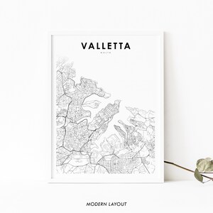 Valletta Malta Map Print, Map Art Poster, il-Belt Valletta, City Street Road Map Print, Nursery Room Wall Office Decor, Printable Map