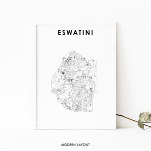 Eswatini kaart afdrukken, land routekaart Art Poster, weSwatini Swazi Swaziland Mbabane kaart kunst, kinderkamer kantoor wand decor, afdrukbare kaart