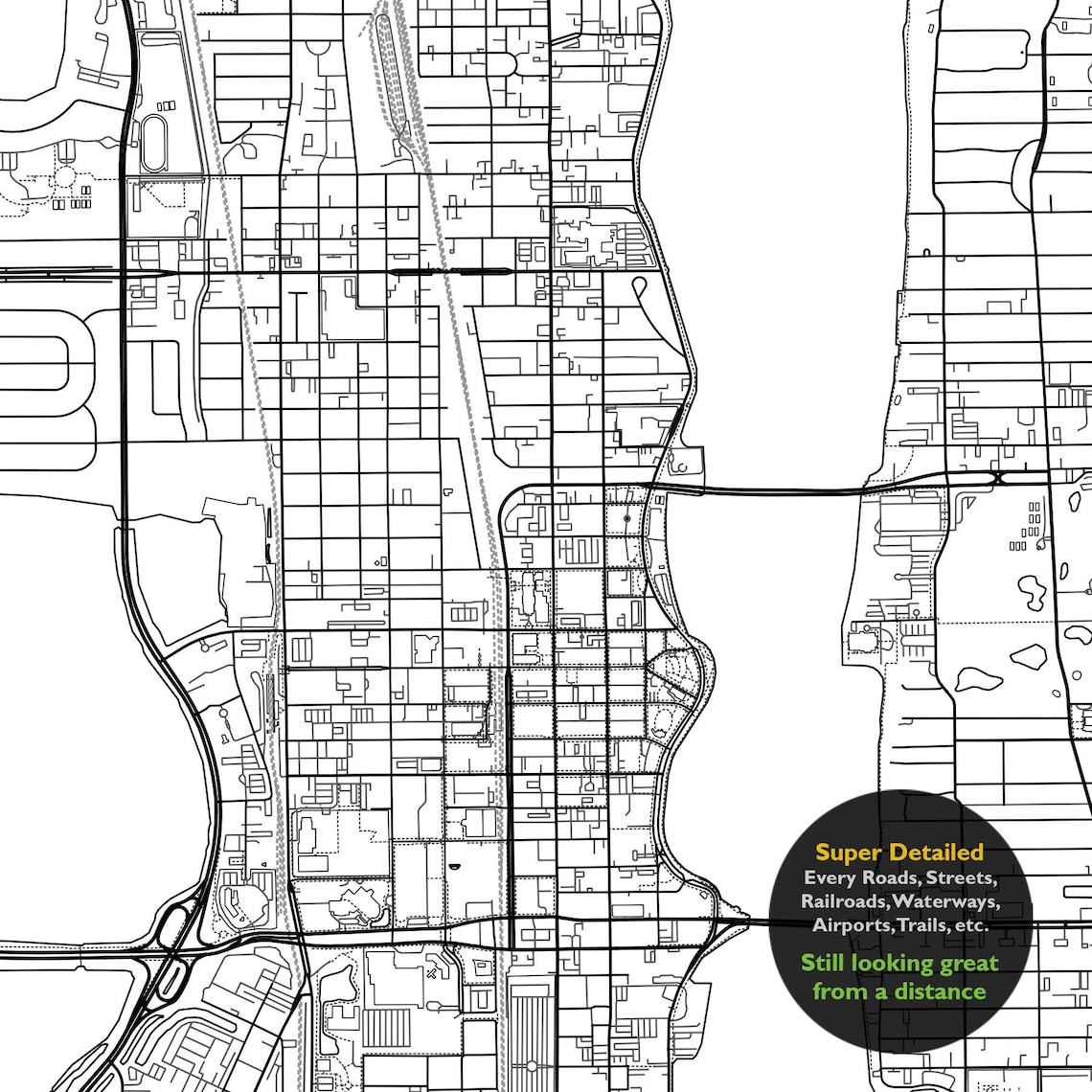 West Palm Beach FL Map Print Florida USA Map Art Poster City - Etsy