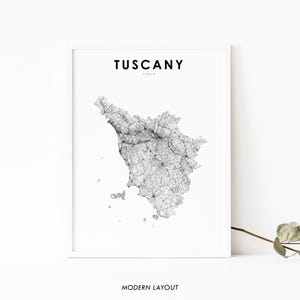 Toskana Italien Karte Druck, Toscana Italia Straßenkarte Kunst Poster, Florenz Florenz Karte Kunst Toskanischen Raum Büro Wanddekor Minimalistische druckbare Karte