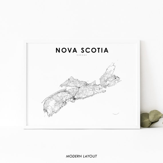 Nova Scotia Map Print, NS Canada State Road Map Print, Halifax, Map Art Poster, Nursery Room Wall Office Decor, Printable Map