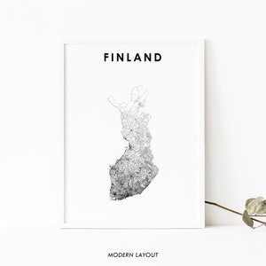 Finland kaart afdrukken, wegenkaart kunstposter, Suomi Suomen, Scandinavisch Helsinki, kaart kunst Europa, kinderkamer kantoor muur decor, afdrukbare kaart