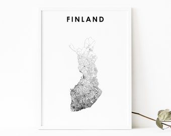 Finland Map Print, Road Map Art Poster, Suomi Suomen, Scandinavian Helsinki, Europe Map Art, Nursery Room Wall Office Decor, Printable Map