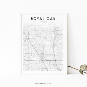 Royal Oak MI Map Print, Michigan USA Map Art Poster, City Street Road Map Print, Nursery Room Wall Office Decor, Printable Map