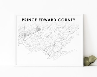 Prince Edward County Ontario Karte Drucken, ON Kanada Karte Kunst Poster, Stadt Straße Straßenkarte Druck, Kinderzimmer Wand Büro Dekor, druckbare Karte