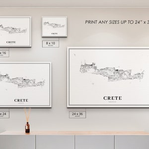 Crete Greece Map Print, Road Map Art Poster, Κρήτη Kríti Krḗtē Greek, Crete Island Map Art, Nursery Room Wall Office Decor, Printable Map image 6