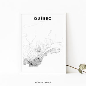 Impression de carte du sud du Québec, impression de carte routière du Québec Canada, QC Canada Montréal, affiche d'art de carte, décor de bureau de mur de salle de pépinière, carte imprimable