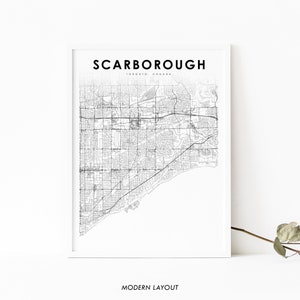 Scarborough Ontario Map Print, Toronto ON Canada Map Art Poster, City Street Road Map Print, Nursery Room Wall Office Decor, Printable Map