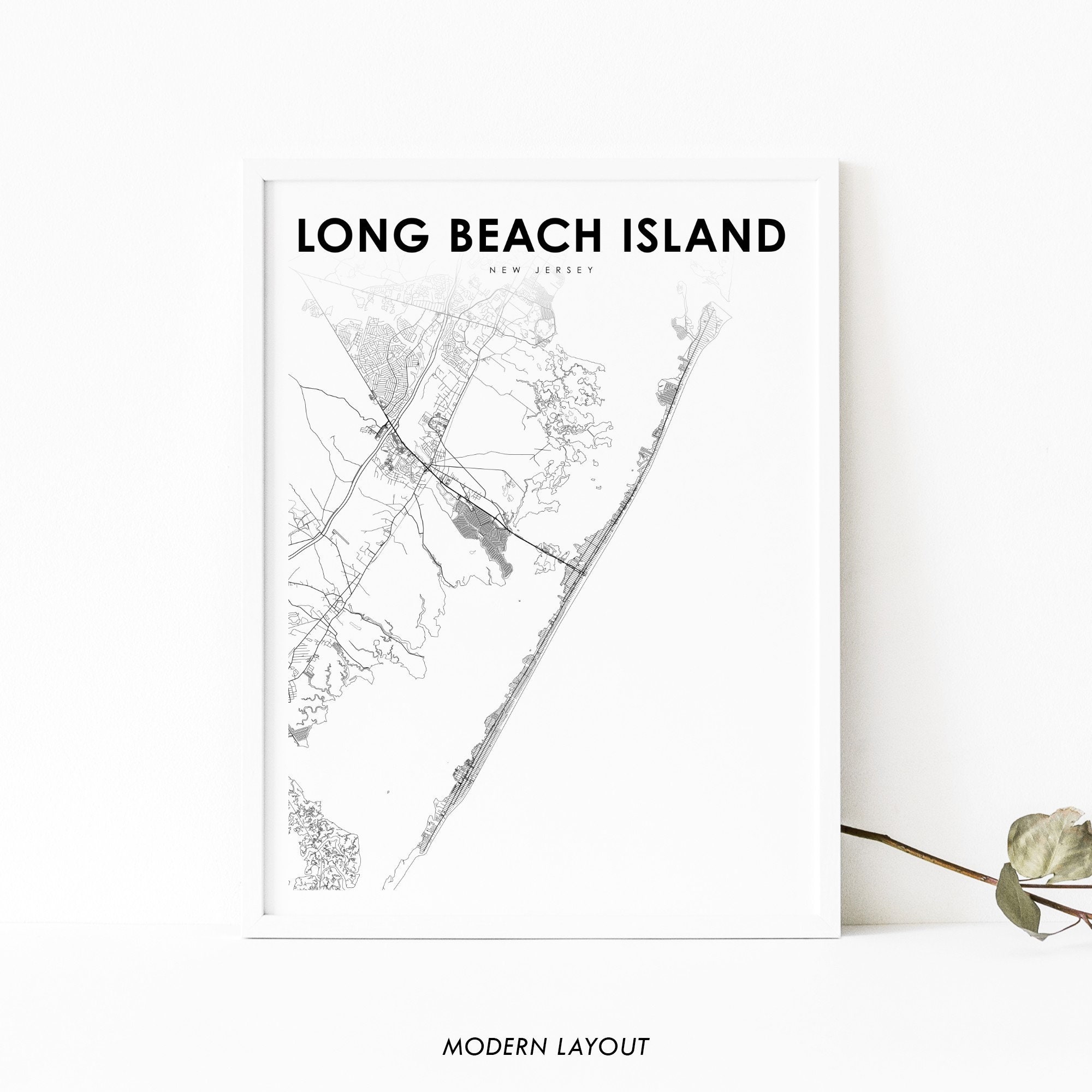 Long Beach Island NJ Map Print LBI New Jersey USA Map Art Etsy