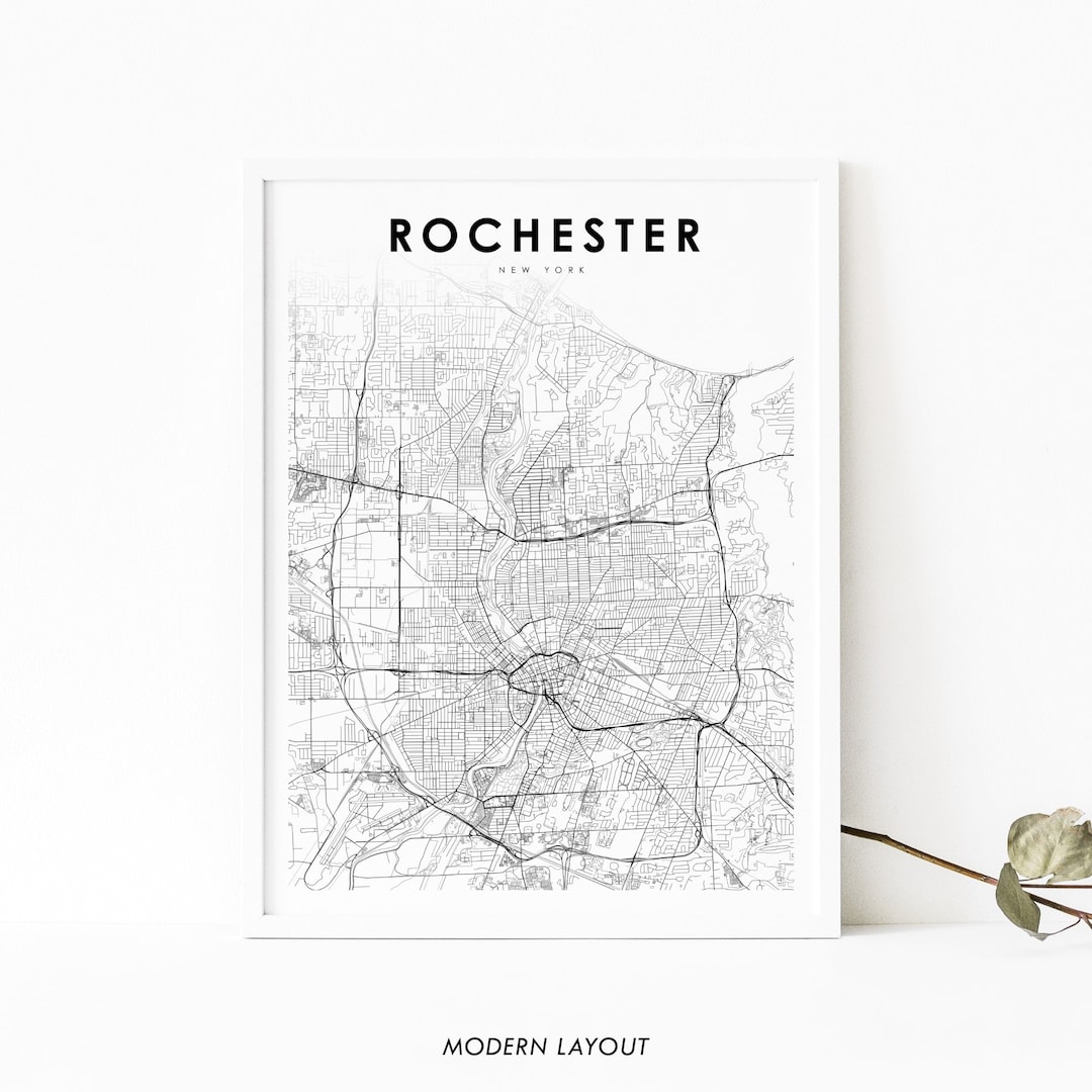 Rochester NY Map Print, New York USA Map Art Poster, Monroe County City ...