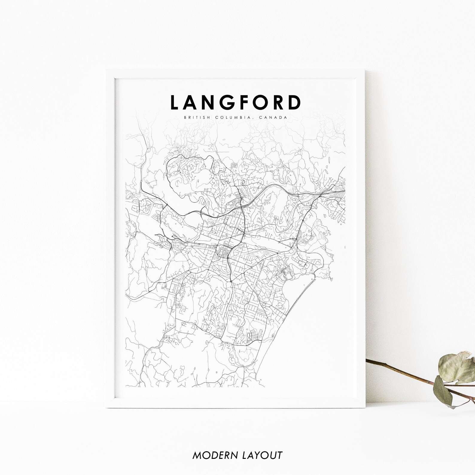 Langford BC Map Print British Columbia Canada Map Art Poster Etsy