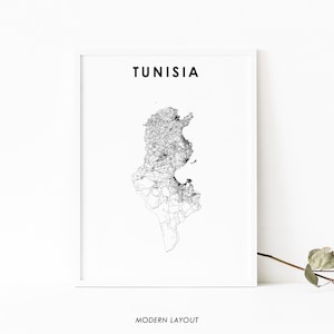 Tunisie Map Print, Road Map Art Poster, Tūnis Tunisie Tunis tunisienne Maghreb Africa Map Art, Nursery Room Wall Office Decor, Carte imprimable