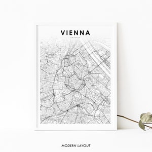 Downtown Vienna Austria Map Print, Wien Österreich Map Art Poster, City Street Road Map Print, Nursery Room Wall Office Decor, Printable Map