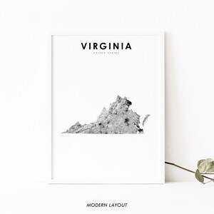 Virginia Map Print, State Road Map Print, VA USA United States Map Art Poster, Nursery Room Wall Office Decor, Printable Map