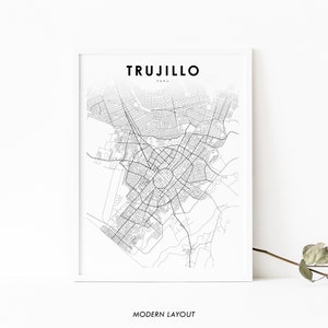 Trujillo Peru Karte Print, Karte Kunst Poster, Truhillu La Libertad, Stadt Straße Road Map Print, Kinderzimmer Wand Büro Dekor, druckbare Karte