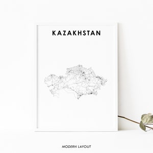 Kazachstan kaart afdrukken, routekaart Art Poster, Казахстан Kazachse Astana kaart kunst, kinderkamer muur Office Decor, afdrukbare kaart