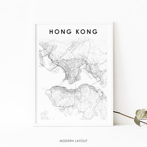 Impressão de mapa de Hong Kong, pôster de arte de mapa da China, 香港 中國 Impressão de mapa de estradas da cidade de Tsim Sha Tsui, decoração de parede de quarto de berçário, mapa para impressão