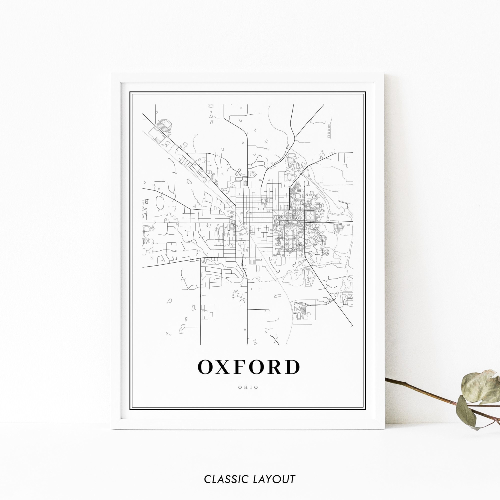 Oxford OH Map Print Ohio USA Map Art Poster Miami Etsy Australia