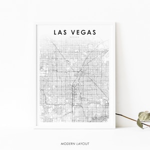 Las Vegas Area NV Map Print, Nevada USA Map Art Poster, The Strip, City Street Road Map Print, Nursery Room Wall Office Decor, Carte imprimable