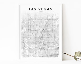 Las Vegas Area NV Map Print, Nevada USA Map Art Poster, The Strip, City Street Road Map Print, Nursery Room Wall Office Decor, Carte imprimable
