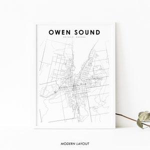 Owen Sound Ontario Karte Drucken, ON Kanada Karte Kunst Poster, Stadt Straße Straße Karte Drucken, Kinderzimmer Wand Büro Dekor, druckbare Karte