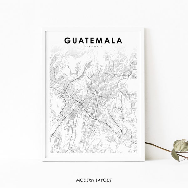 Guatemala City Map Print, Guatemala Map Art Poster, City Street Road Map Print, Nursery Room Wall Office Decor, Printable Map