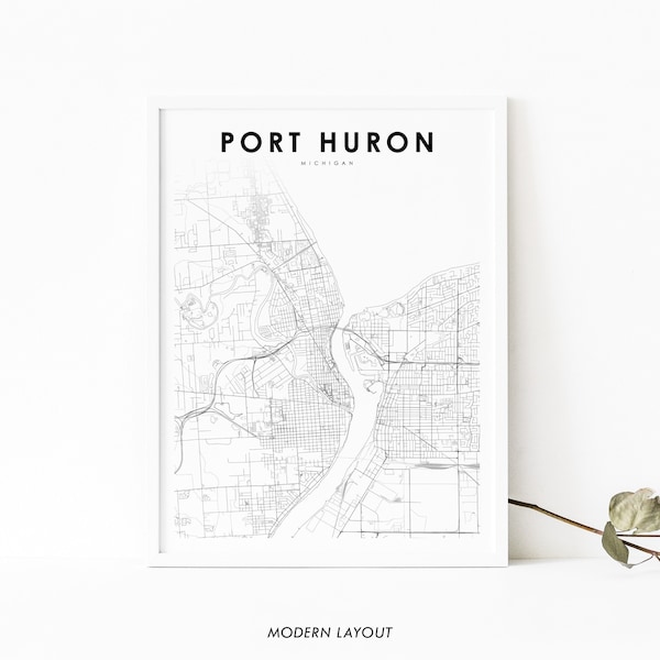 Port Huron MI Map Print, Michigan USA Map Art Poster, St. Clair County, City Street Map Print, Nursery Room Wall Office Decor, Printable Map