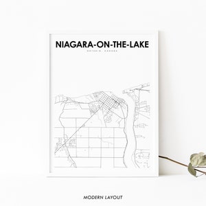 Stampa della mappa Niagara-on-the-Lake Ontario, poster artistico della mappa ON Canada, stampa della mappa stradale della città, decorazione dell'ufficio della parete della stanza della scuola materna, mappa stampabile