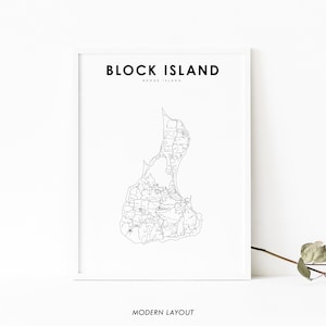 Block Island RI Karte Druck, Rhode Island USA Karte Kunst Poster, Stadt Straße Straße Karte Druck, Kinderzimmer Wand Büro Dekor, druckbare Karte