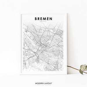 Bremen Germany Map Print, Breem Bräm Deutschland Map Art Poster, City Street Road Map Print, Nursery Room Wall Office Decor, Printable Map