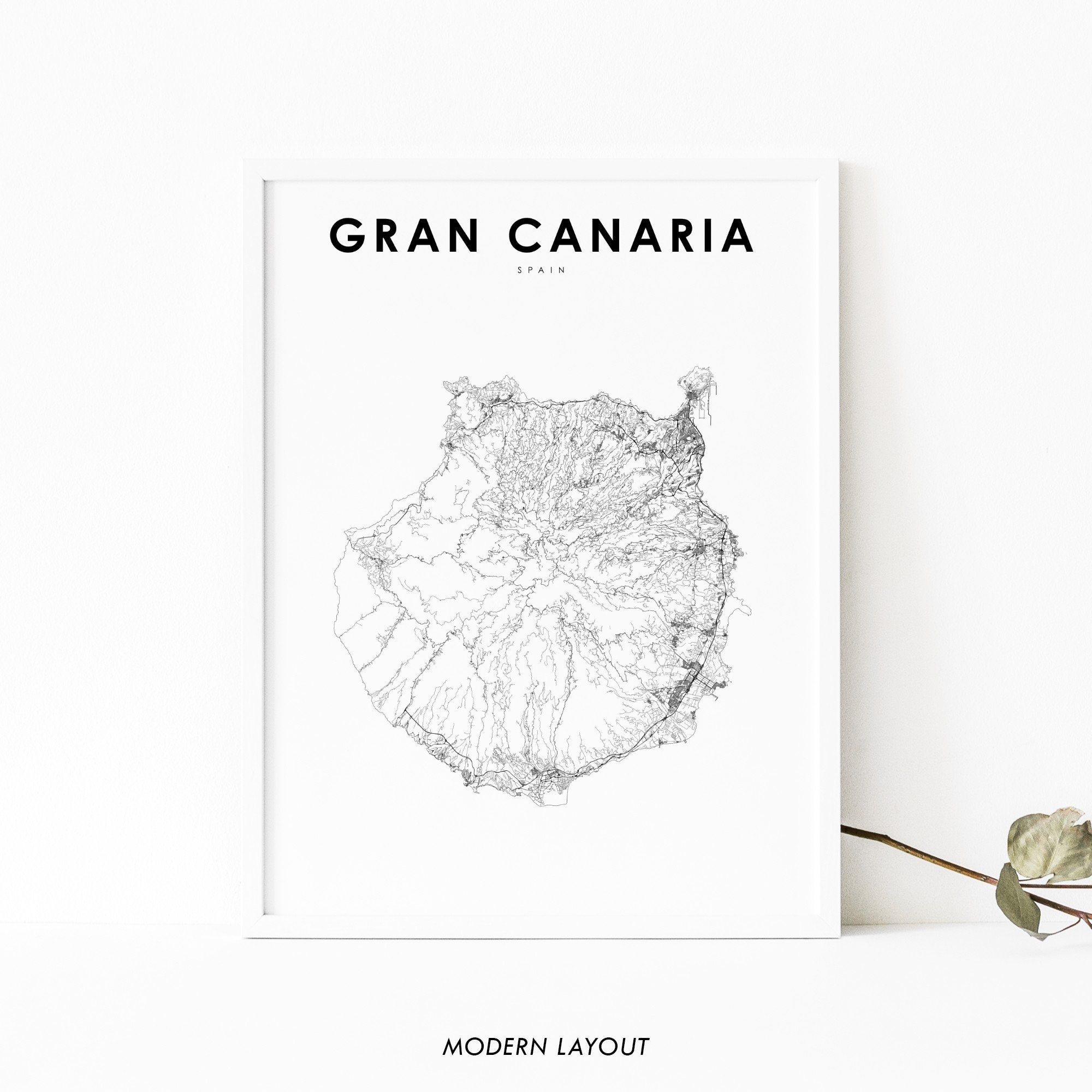 Gran Canaria Canary Islands Map Print Spain Map Art Poster