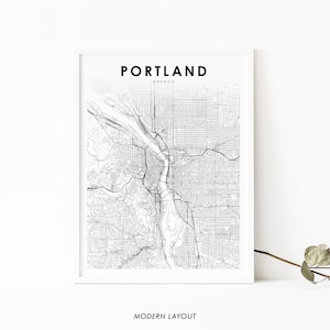 Portland OR Map Print, Oregon USA Map Art Poster, City Street Road Map Print, Nursery Room Wall Office Decor, Printable Map