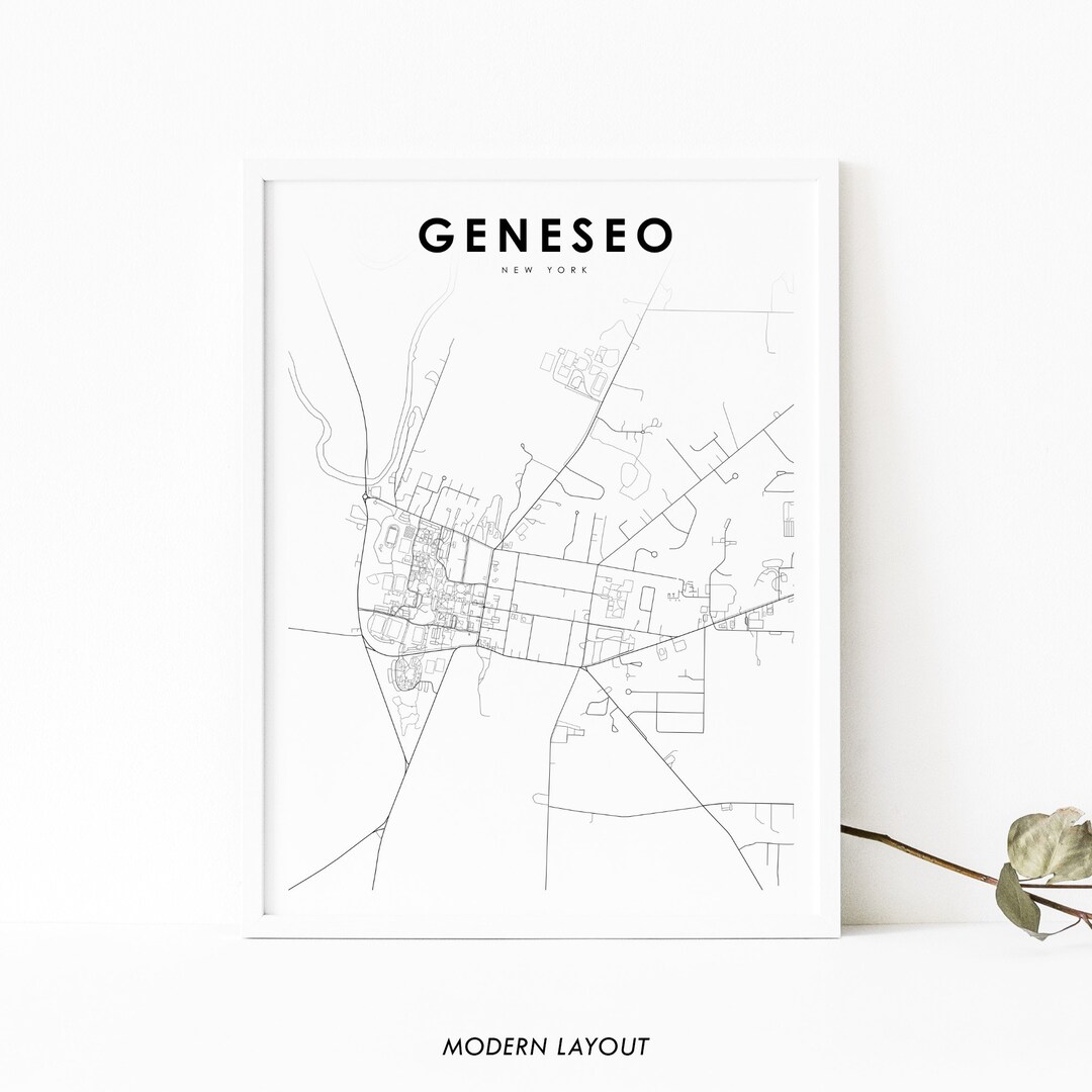 Geneseo NY Map Print New York USA Map Art Poster Livingston Etsy